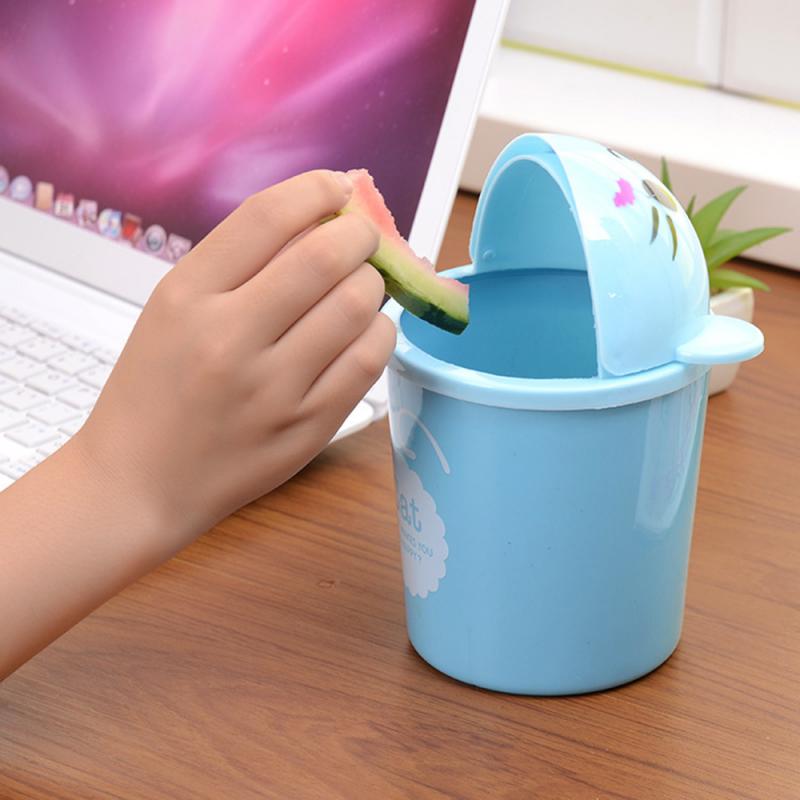 Cubo De Basura Mini Para Escritorio Con Tapa Abatible - Recipiente Antiolores Para Cocina, Dormitorio Y Oficina