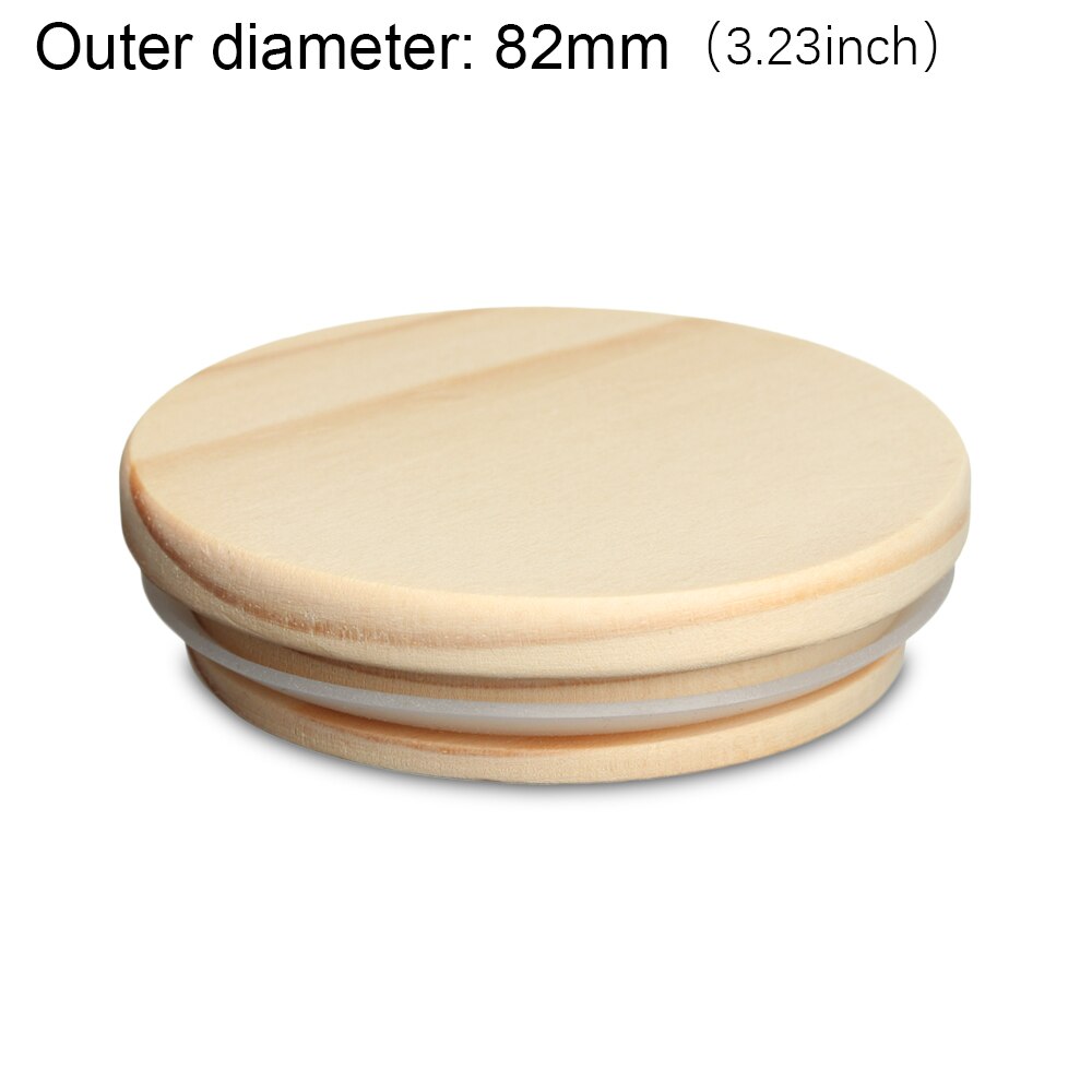 Wood Lids Airtight Canister Reusable Mason Jar Canning Caps Silicone Sealing Food Drinking Wrap Kitchen Storage Bottles Supplies: 82mm