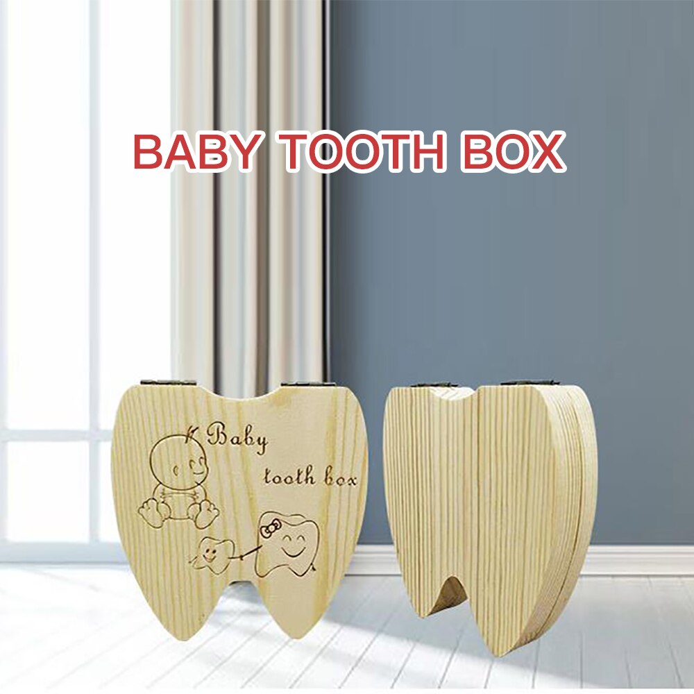 Wooden Baby Tooth Box Organizer Milk Teeth Storage Umbilical Lanugo Preservation Collecting Baby Souvenirs