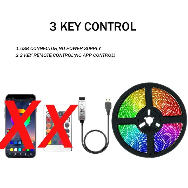 Tira de luces LED RGB 5050 aplicación Bluetooth Control remoto IR USB 1M 2M 3M 4M 5M 10M 15M 20M 25M 30M Festival Deco retroiluminación para el hogar: De Color2 / 3 m