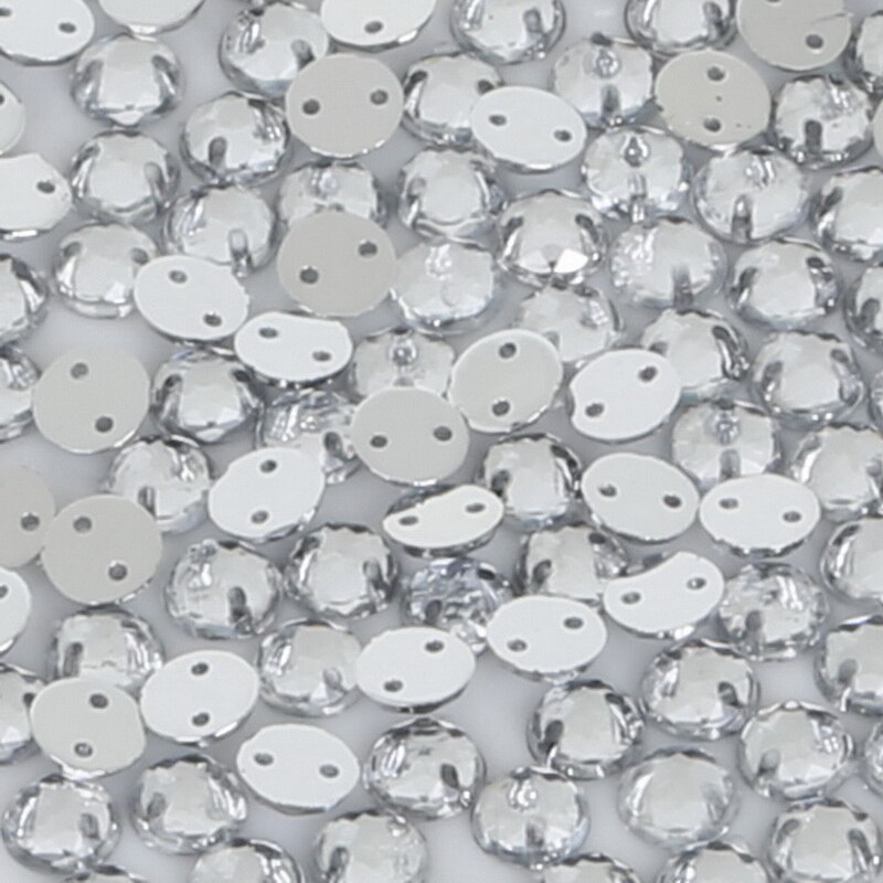 200 Stuks 6mm Acryl Crystal Naaien Strass 2 Gaten Zilveren Plaksteen Voor Dansen Jurk/Kleding Schoenen/ bruiloft Decoratie