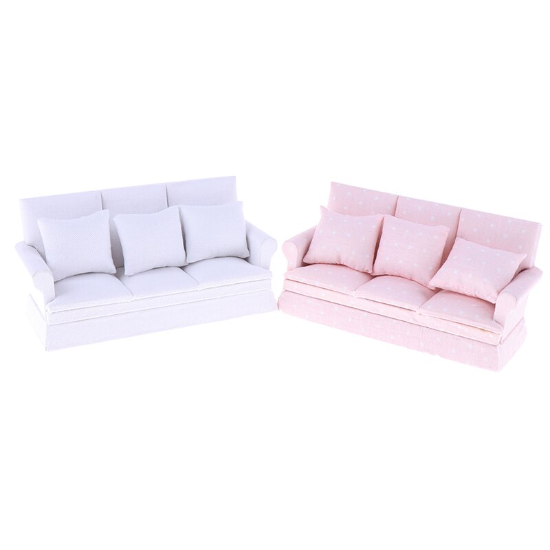 1/12 Scale Dollhouse Sofa with Back Cushion Mini Sofa Chair Furniture Model Toys for Doll House Decoration Accessories