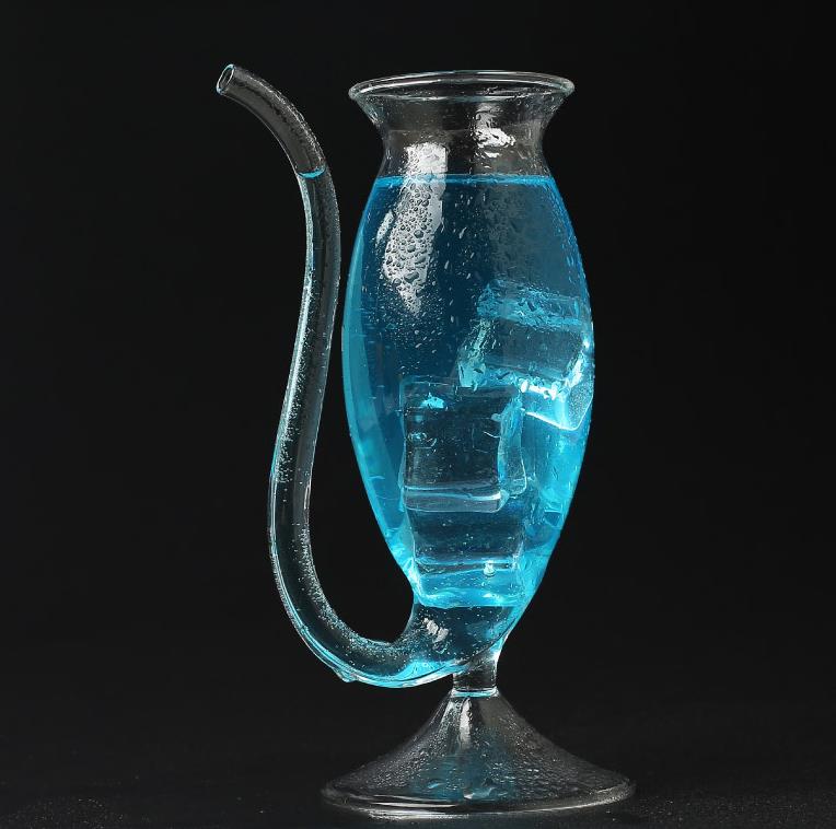 Copa de vino de 190ml/340ml, vaso transparente de paja para cóctel con tubo incorporado para beber, para el hogar, cocina, Bar,: 320ml