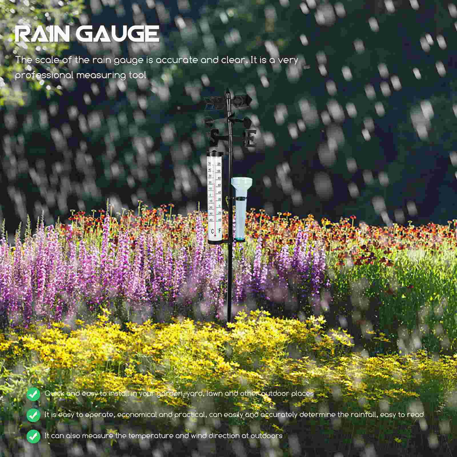 3-In-1 Tuin Regen Gauge Outdoor Neerslag Gauge Wind Indicator