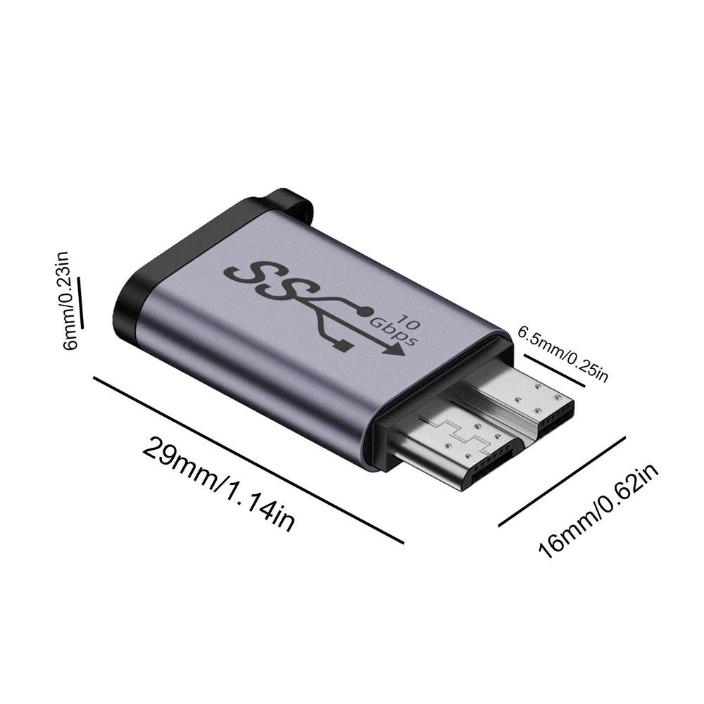 Micro B USB C 3.0 Male to Type C Female Adapter Type-C USB3.0 Micro B Connector for External Hard Drive Disk HDD Cable Adapter: grey