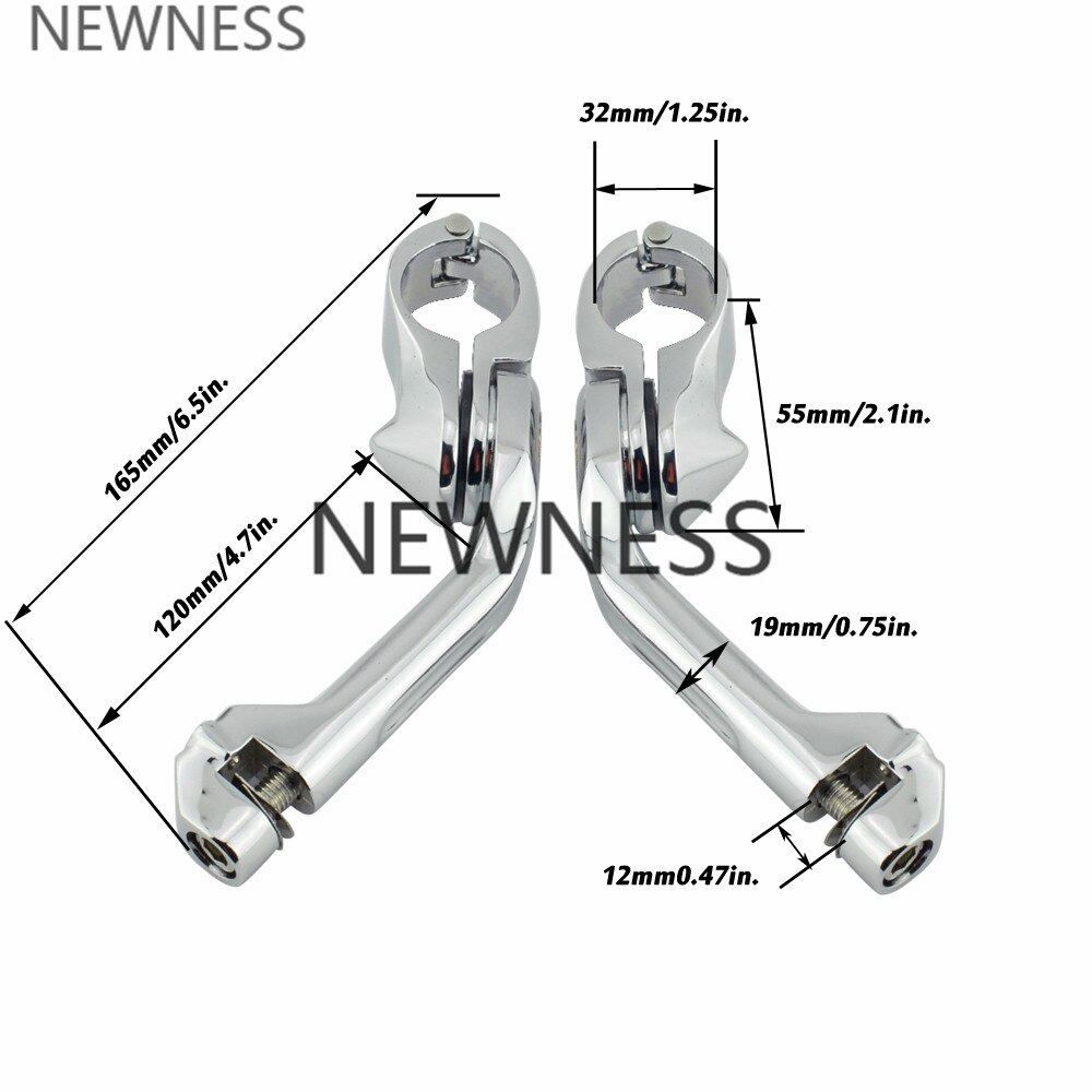 Motorcycle Foot Pegs Adjustable Long Angled Highway Peg Mount 1 1/4" 32mm Engine Guard Footrest for Harley Sportster Dyna: Long Angled