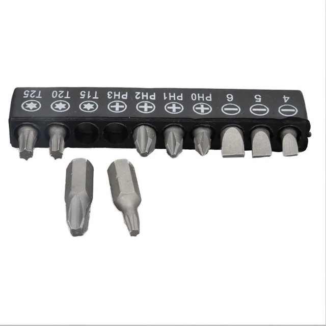 10 Pcs Insert Bit Set Torx Flat Head Cross Screwdriver Screws Head For Electrical Drill Electric Screwdriver Parts: Black