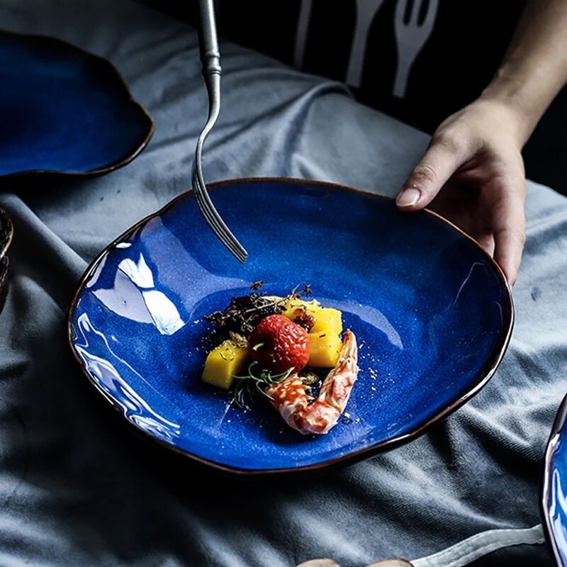 Criatividade nordic cerâmica prato prato de comida casa cerâmica irregular prato salada prato louça frutas decoração da cozinha