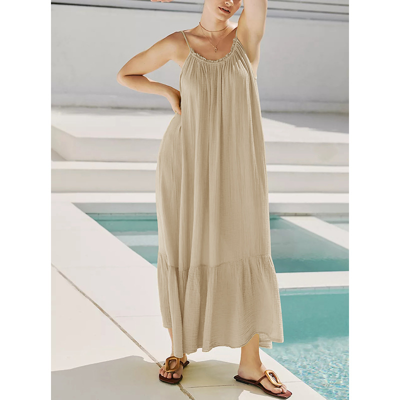 Elagant Strand Bobo Kleid Damen bekleidung lässig 100% Baumwolle retro max kleider A-Linie ärmellose Sommer Sommerkleid Hoilday Reisen
