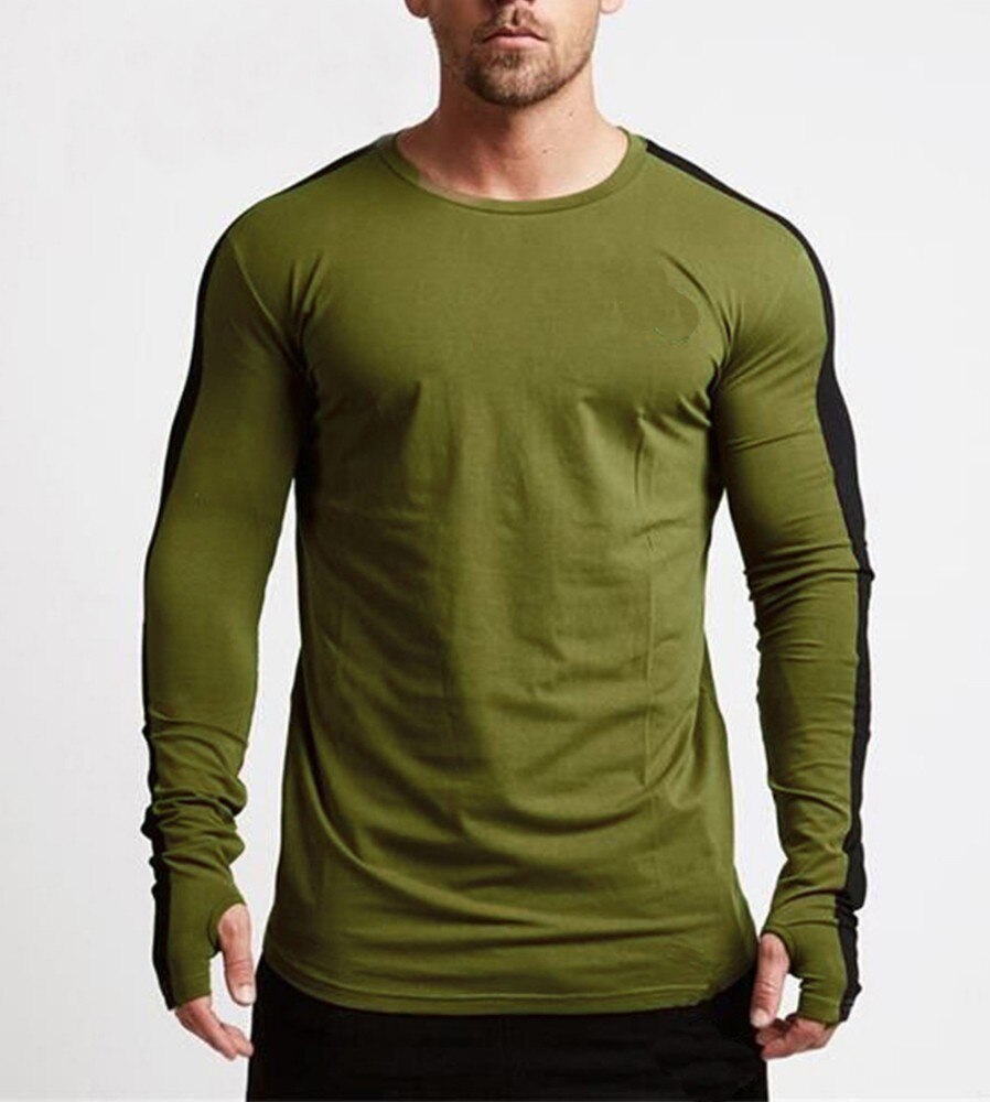 Moomphya streetwear side stripe herre t-skjorte tommelhull mansjetter t-skjorte menn hip hop t-skjorte morsomme t-skjorter slim fit t-skjorte homme: Grønn / Asia størrelse 2xl