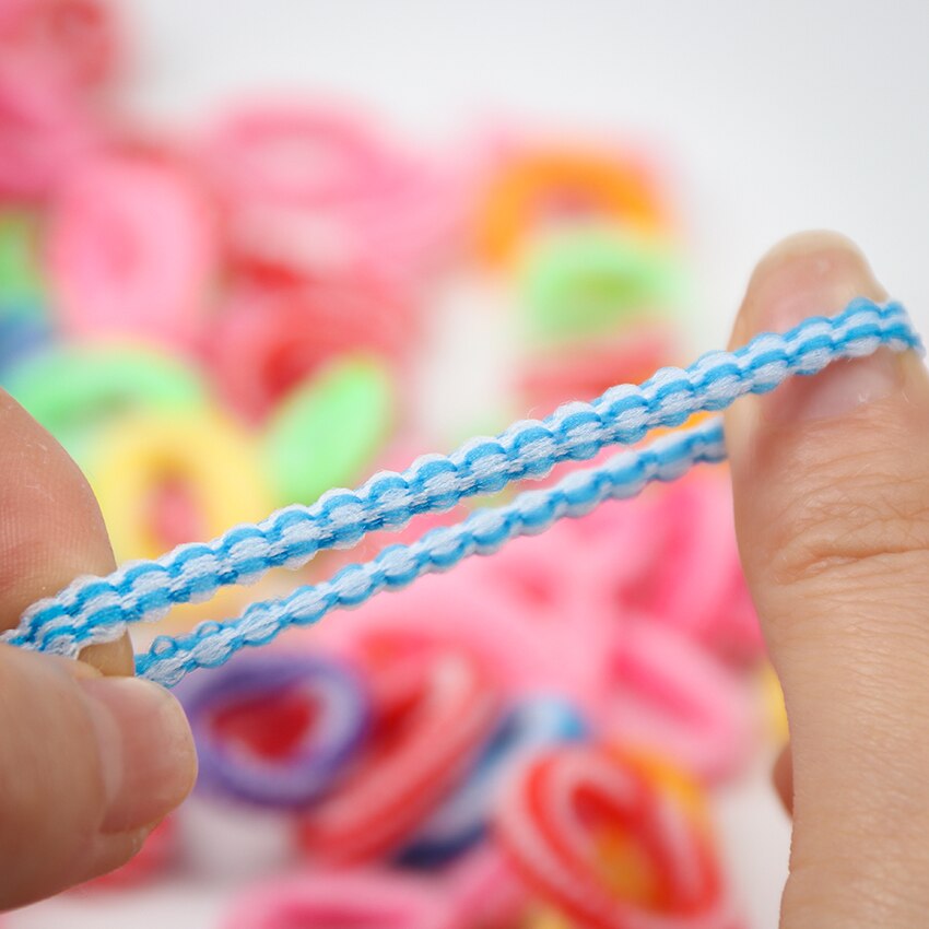 100 Uds coloridos sostenedores del pelo de las mujeres del niño linda muchacha niños raya doble Color cinta para el pelo de goma accesorios para el cabello elásticos