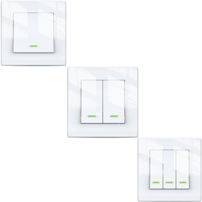 Milfra Wifi Smart Light Switch Neutral Wire Required EU 86mm Voice Phone Control Wall Switch for Assistant Alexa Tuya Smart Life