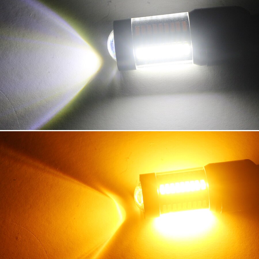 NHAUTP 1Pcs 1157 Dual Farbe Lampen P21/5W BAY15D LED Auto Lichter 4014 66-SMD Weiß zu Bernstein switch Auto Lampe 12-24V: Default Title