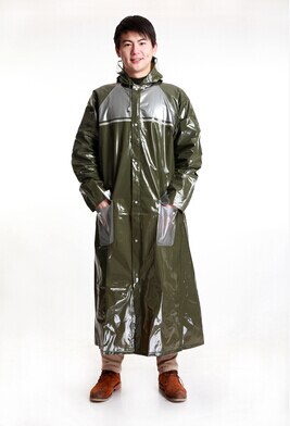 Lange Regenmantel Männer Frauen Regen Tragen Dicke Motorrad Radfahren Regen Mantel Reise Rucksäcke Lager chubasqueros impermeables hombre: Armee Grün / M