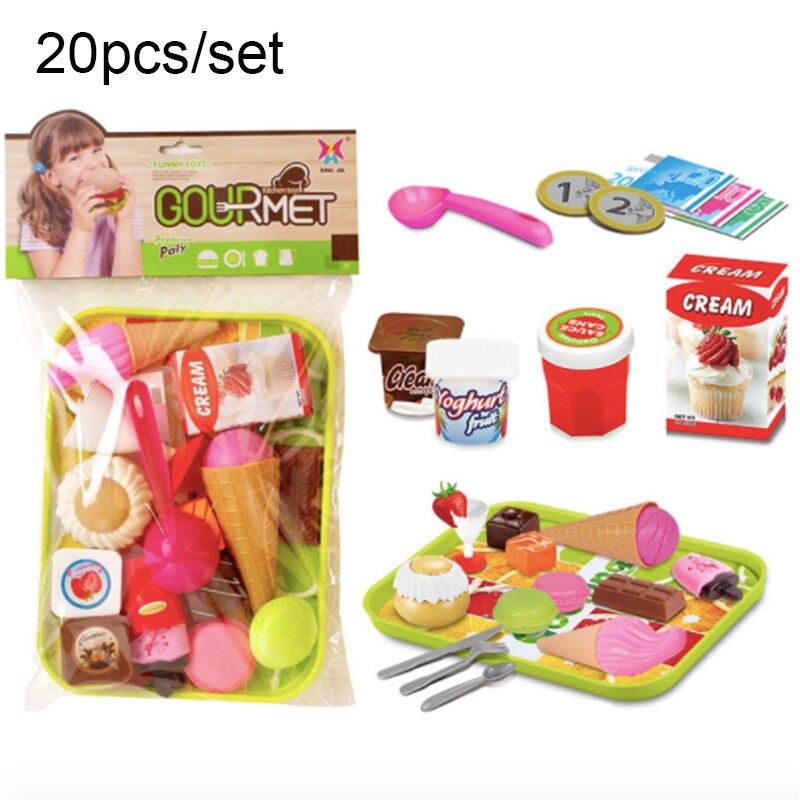 Jouets éducatifs de cuisine, nourriture artificielle pour enfant, ensemble de jeux de simulation, hamburger, dog, frites, fast food, restauration rapide,: 20pcs