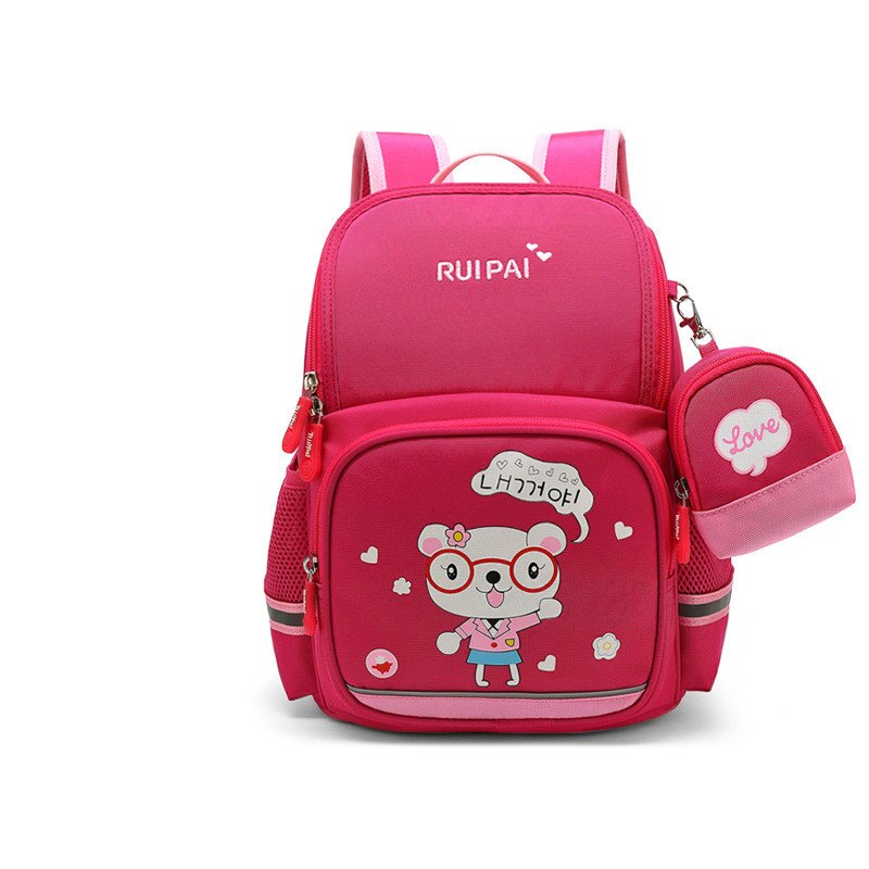 Children Backpacks for Kindergarten Kids Nylon Backpacks cartoon Printing School Bags for Baby Girls Boys mochilas: large rose red