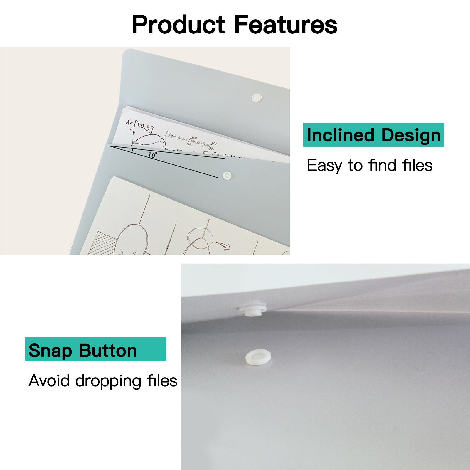 Expanding File Folder 1Pocket Plastic Envelope File Organizer with Smap Button Closure Portable A4 Size Desktop Document Storage