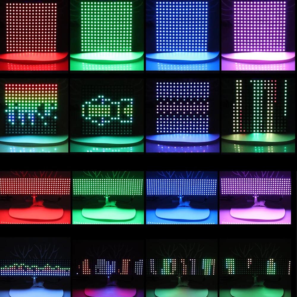 WS2812B 8X8 8x32 16x16 Pixel Panel Flexible Matrix Screen WS2812 IC RGB 5050 SMD Led Module Individually Addressable DC5V lamp