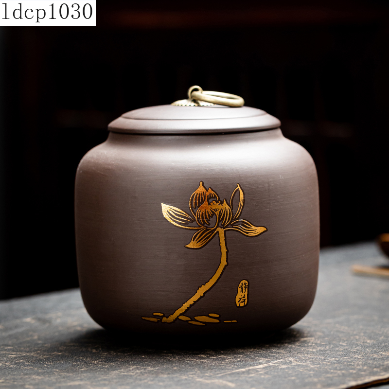 Purple Clay Tea Caddy Storage Tank Tea Set Household Tea Ceremony Accessories Moisture-proof Large Pu'er Tea Caddy