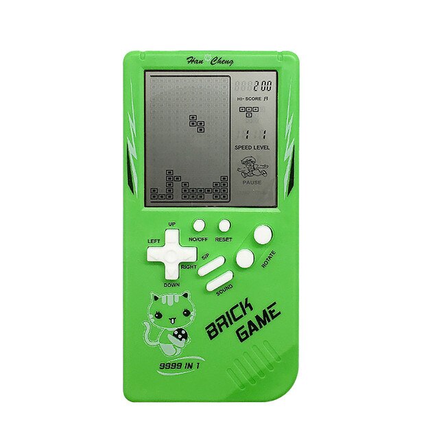 1 pc retro game console portable handheld game console lcd screen electronic game educational toy children's new year: Green