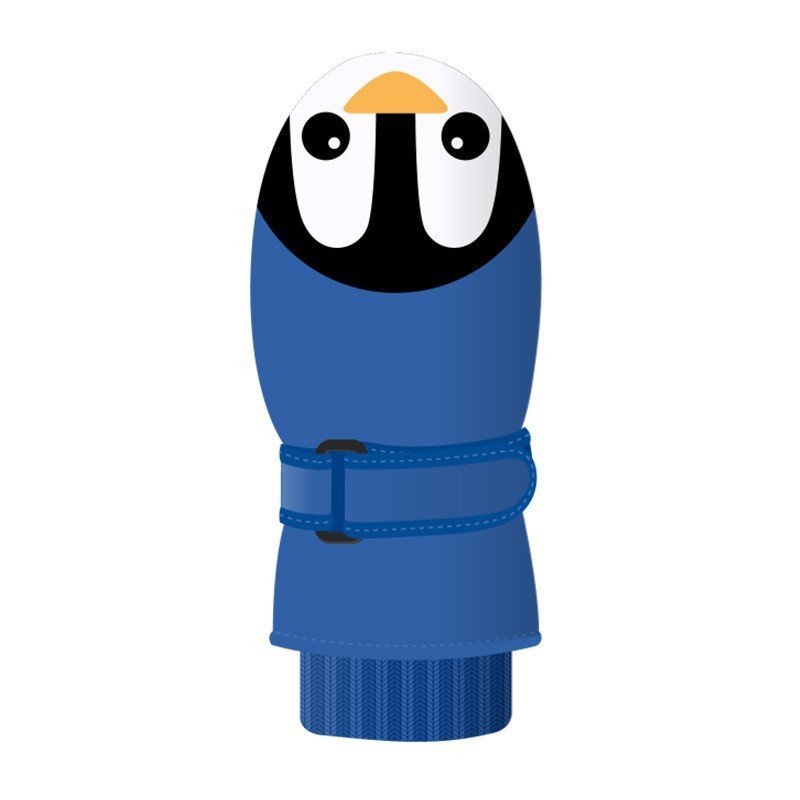 Guantes de esquí para niños, manoplas de invierno a prueba de viento, impermeables, gruesas, cálidas, antideslizantes, para ciclismo, escalada, al aire libre, manoplas cálidas de dibujos animados: blue penguin2