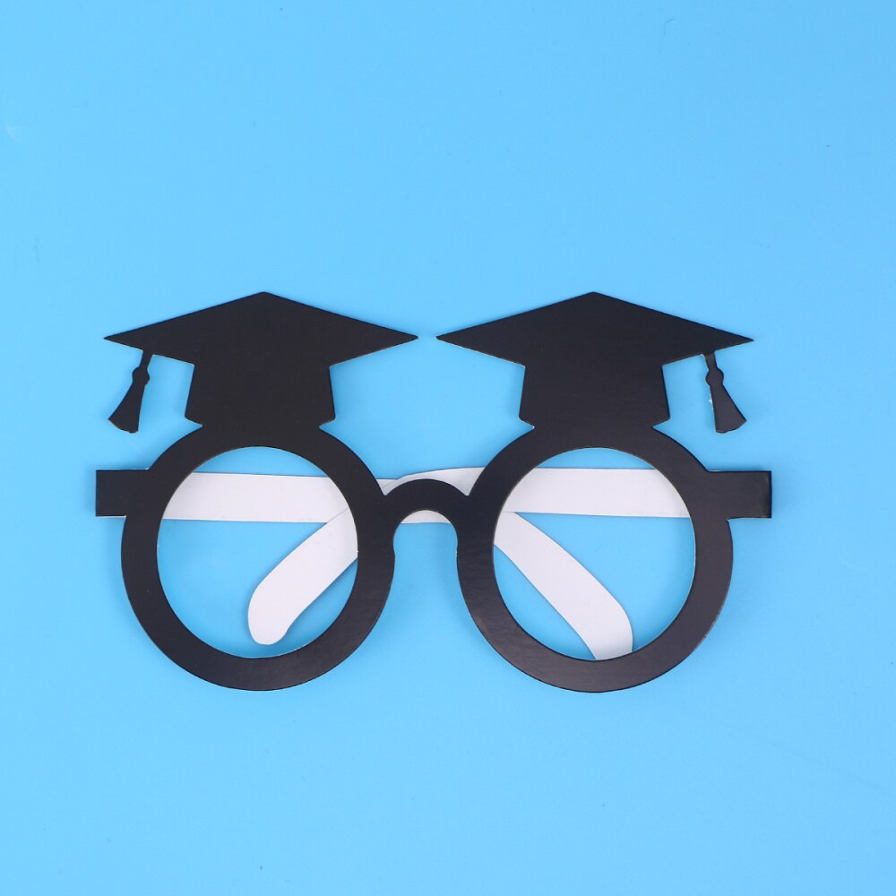 8Pcs Doctoraal Hoed Graduation Bril Papier Photo Booth Props Afstuderen Partij Decoratie (Zwart): Default Title