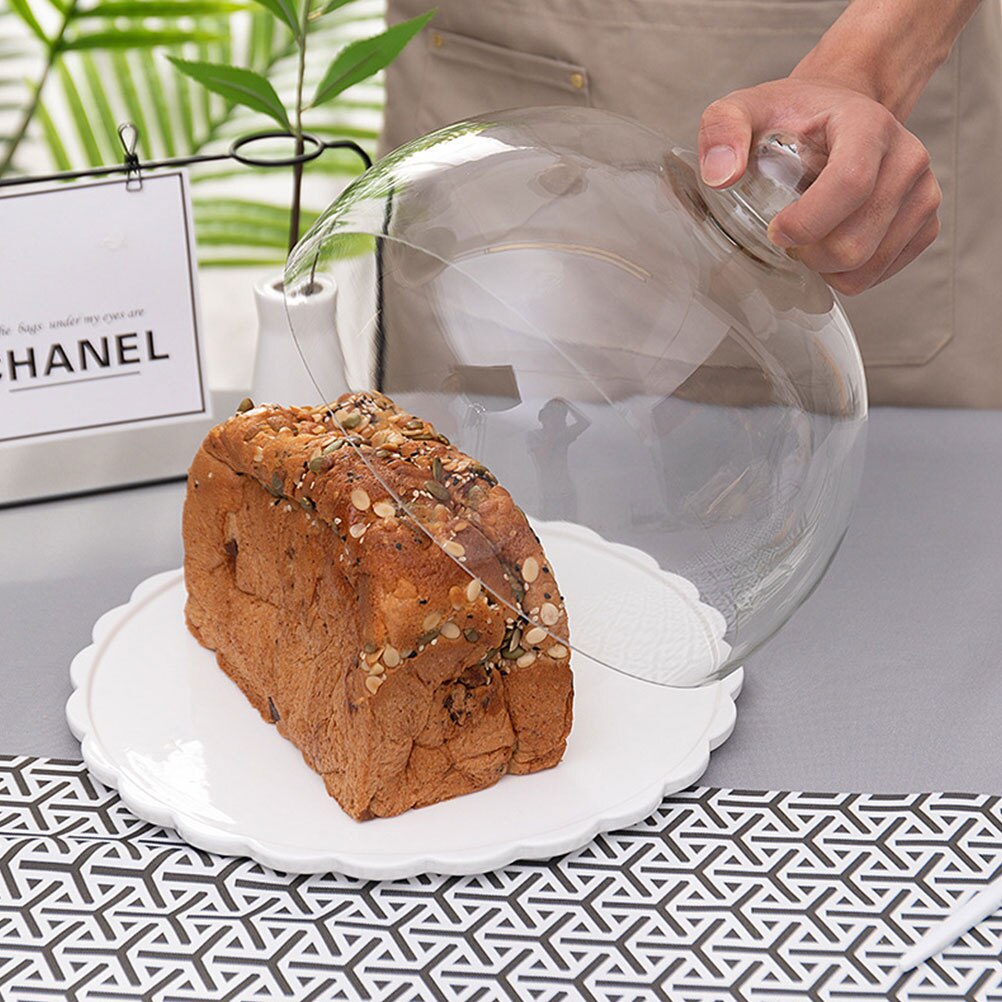 Transparent Cake Glass Cover Dustproof Cake Display Lid Durable Food Protective Cover Wedding Party Pastry Bread Tray