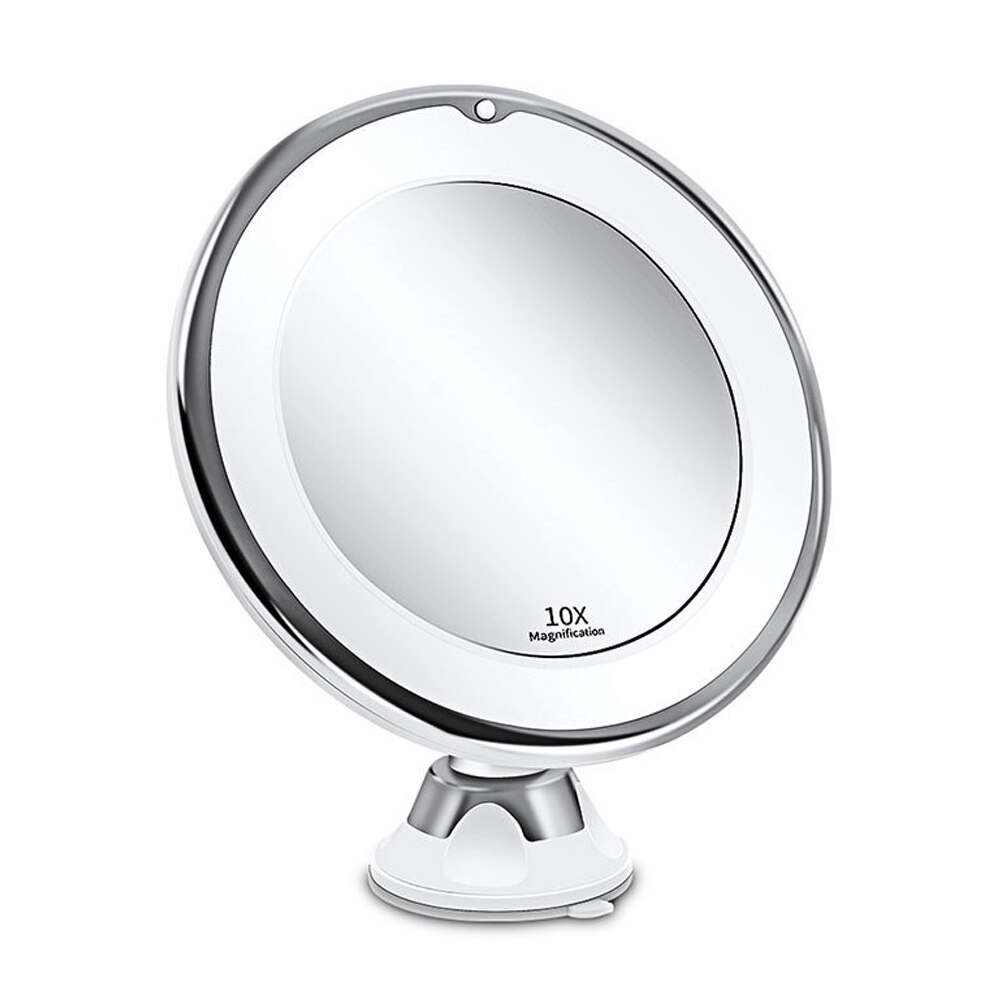 10X Makeup Mirror With LED Light Flexible Portable Magnifying Vanity Mirrors Desktop MakeUp Fill Lamp 360 Degree Rotating Mirror: 10X Mirror