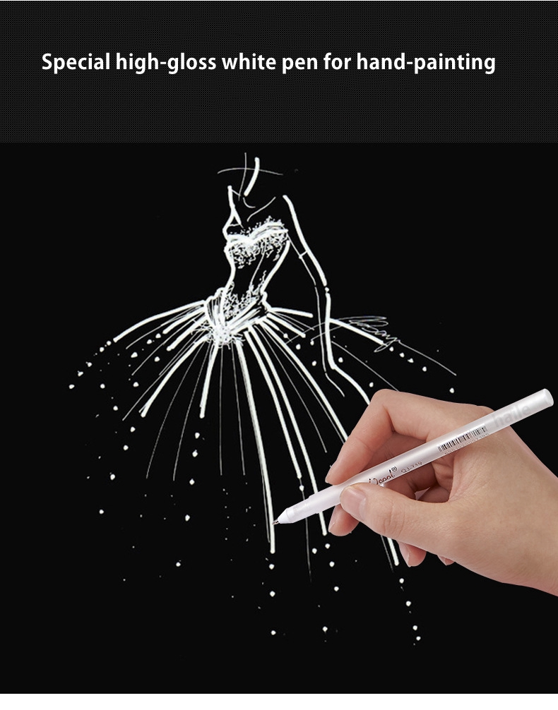 3 pezzi penna gel inchiostro bianco evidenziatore pennarello punta bene 0.8mm per cancelleria per studenti disegno arte scrittura materiale scolastico
