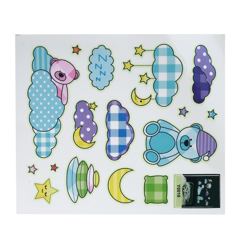 Stickers For Kids Bedroom Fluorescent Glow In The Dark Moon Glow Wall Stickers Stars Luminous Bear Glow Sticker Color