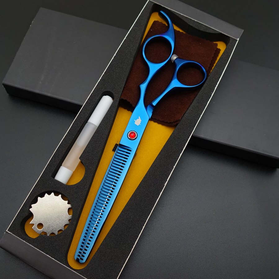 kowal CHU profesjonalne nożyczki robić włosów 7 cal przerzedzenie nożyce fryzjerskie 38 zęza pomocą 25% przerzedzenie oceń S037: Niebieski