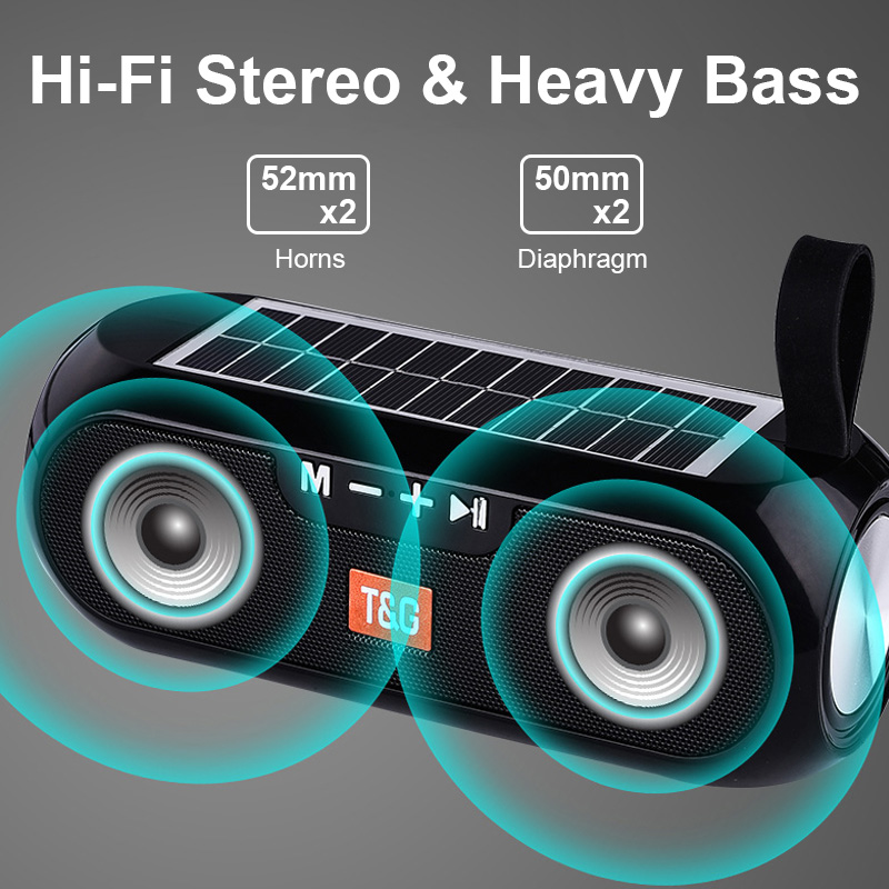 Solopladning bluetooth-højttaler bærbar søjle trådløs stereomusikboks højttaler udendørs vandtætte altavoces