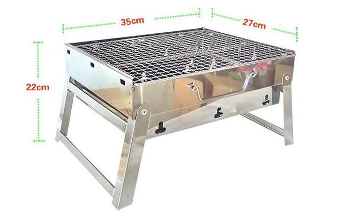 Bbq Grill 35*27*20Cm Picknick Bbq Houtskool Grills Voor Barbecue & Sliver Outdoor Roestvrij staal Wandelen Houtskool: Barbecue