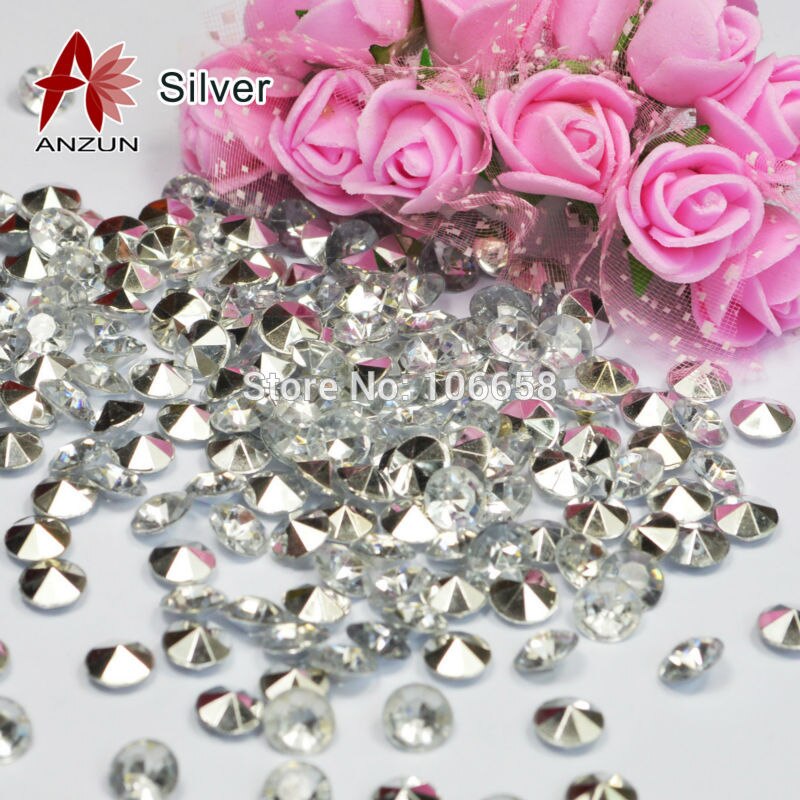 1000 st 4.5 mm bröllopsfest dekoration diamant konfetti bord scatters dekoration akryl kristaller blå med silver: Silver-