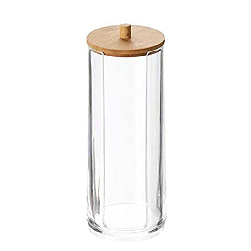 Makeup Cotton Pad Organizer Storage Box For Cotton Swabs Rod Cosmetics Jewelry Bathroom Qtip Container with Bamboo Lid: 1-8