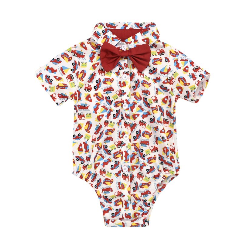 Zomer peuter jongens jumpsuit baby jongen heer strik korte mouwen romper 13: R / 12m