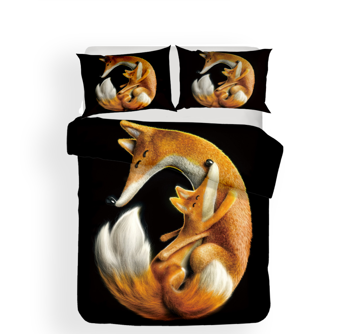 100% katoen kingsize Beddengoed Set 3D cartoon Vos Moeder kind dekbedovertrek set beddengoed met kussensloop bed set thuis textiel