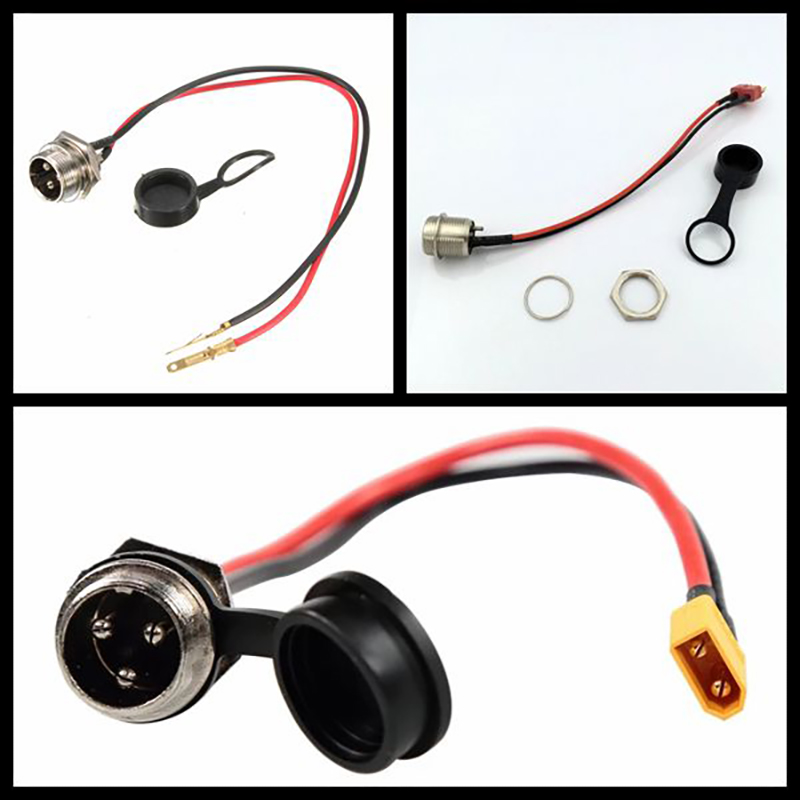 3 PIN Battery Charger Port Connector Socket with Waterproof Cap For Electric Scooter plug cable