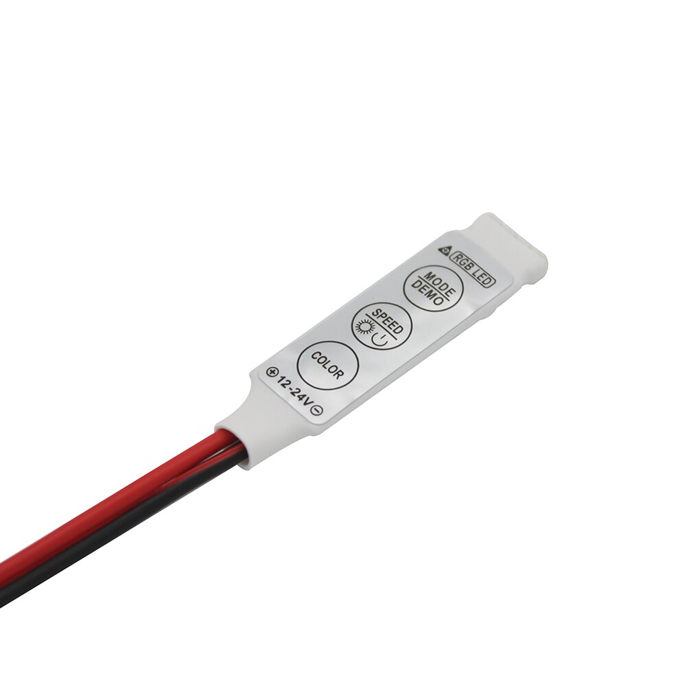 DC 12V - 24V 3Keys Mini LED RGB Red and black lines Controller Dimmer Driver For RGB 5050/3528 SMD LED Strip Lights