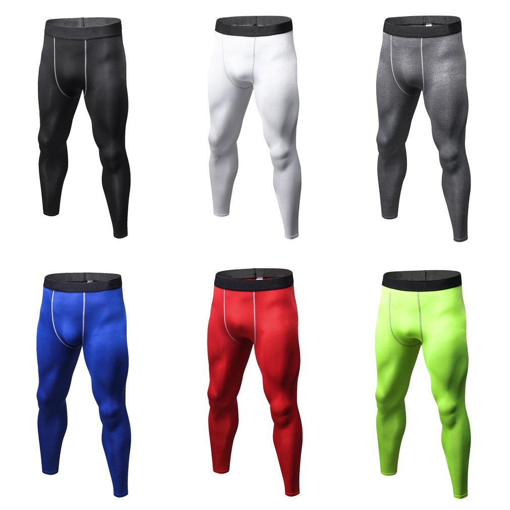 Men Solid Color Compression Pants Tights Casual Bodybuilding Mans Trousers Quick Drying Running Skinny Leggings