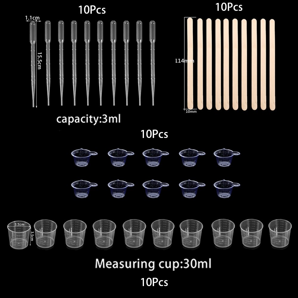 1Set Epoxy Harz, Der Werkzeuge UV Epoxy Harz Casting Machen Schmuck Erkenntnisse Set Messen Tasse Dropper Rühren Stick Werkzeuge: Set05 40Pcs