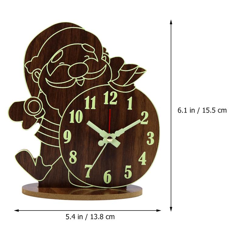 1pc Christmas Alarm Clock Lovely Wooden Xmas Table Clock Santa Claus Clock Santa Desktop Clock Christmas Clocks for Office Home