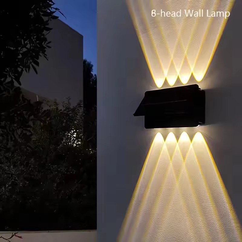 Solar wandlamp  ip65 waterdichte led buitenlamp op zonne-energie met warm licht voor achtertuin, garage, tuin, hek en decoratieve verlichting: Wit