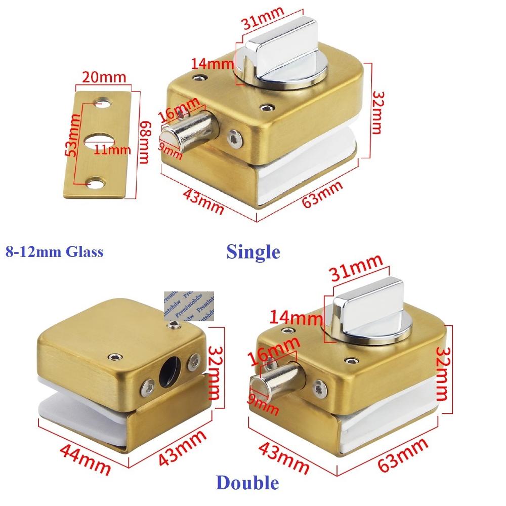 Stal nierdzewna 8-12mm pojedyncze podwójne drzwi szklane śruba przesuwna zatrzask pokrętło handlowe wejście różbyć winnym złoto czarny matowy pędzel