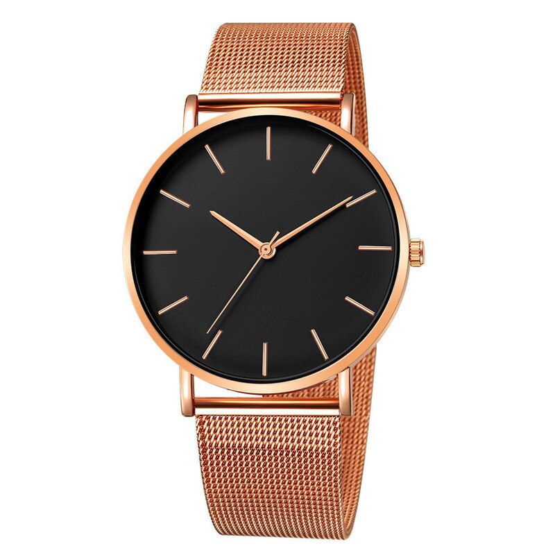 Minimalistisk ur reloj hombre ure til mænd relogio masculino montre homme man orologio uomo herre relojes para horloges mannen: Rosa guld sort