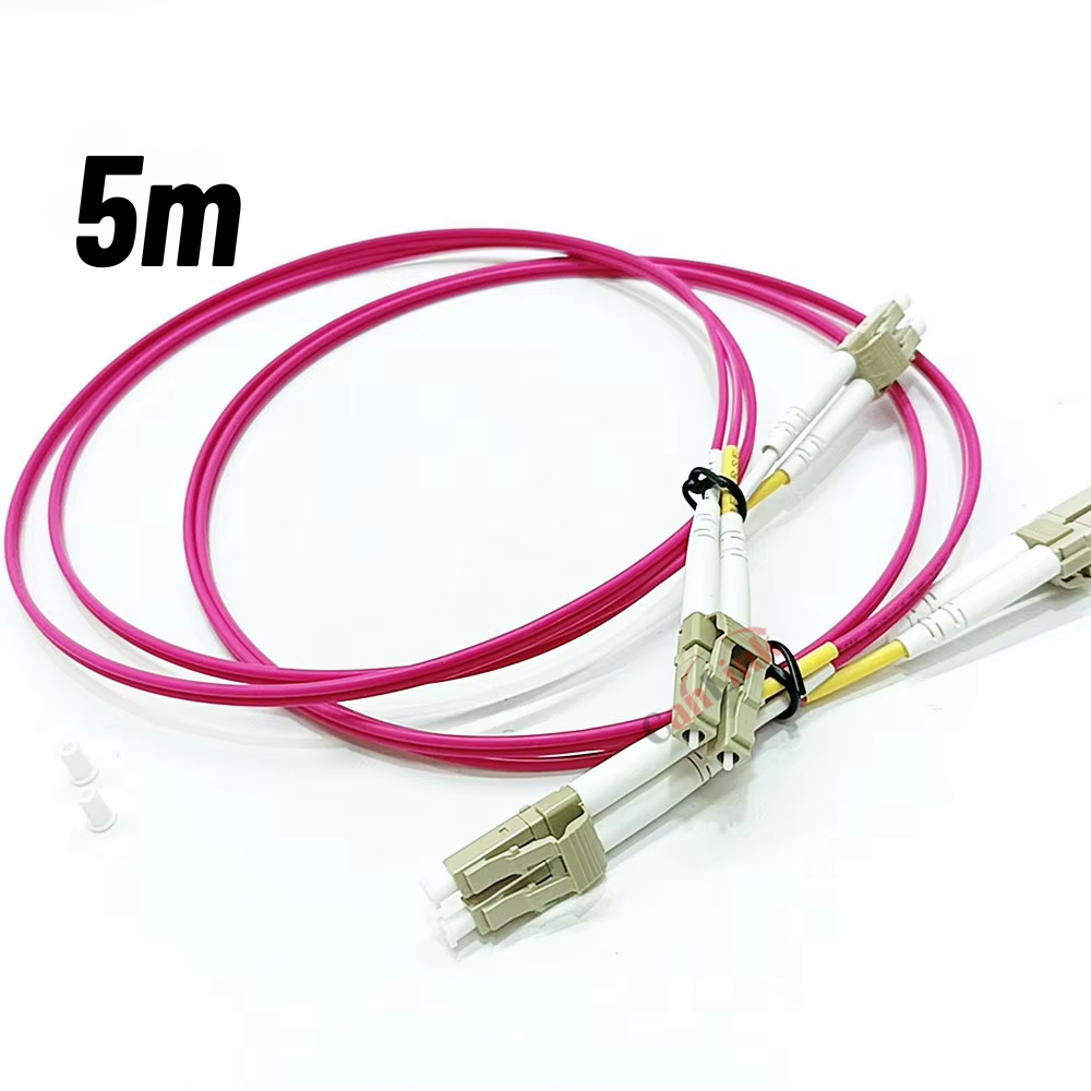 10 stk/parti lc-lc  om4 multimodus fiberkabel 3.0mm multimodus dupleks lc-upc fiberoptisk genser patchkabel 1/2/3/5m: Hvit