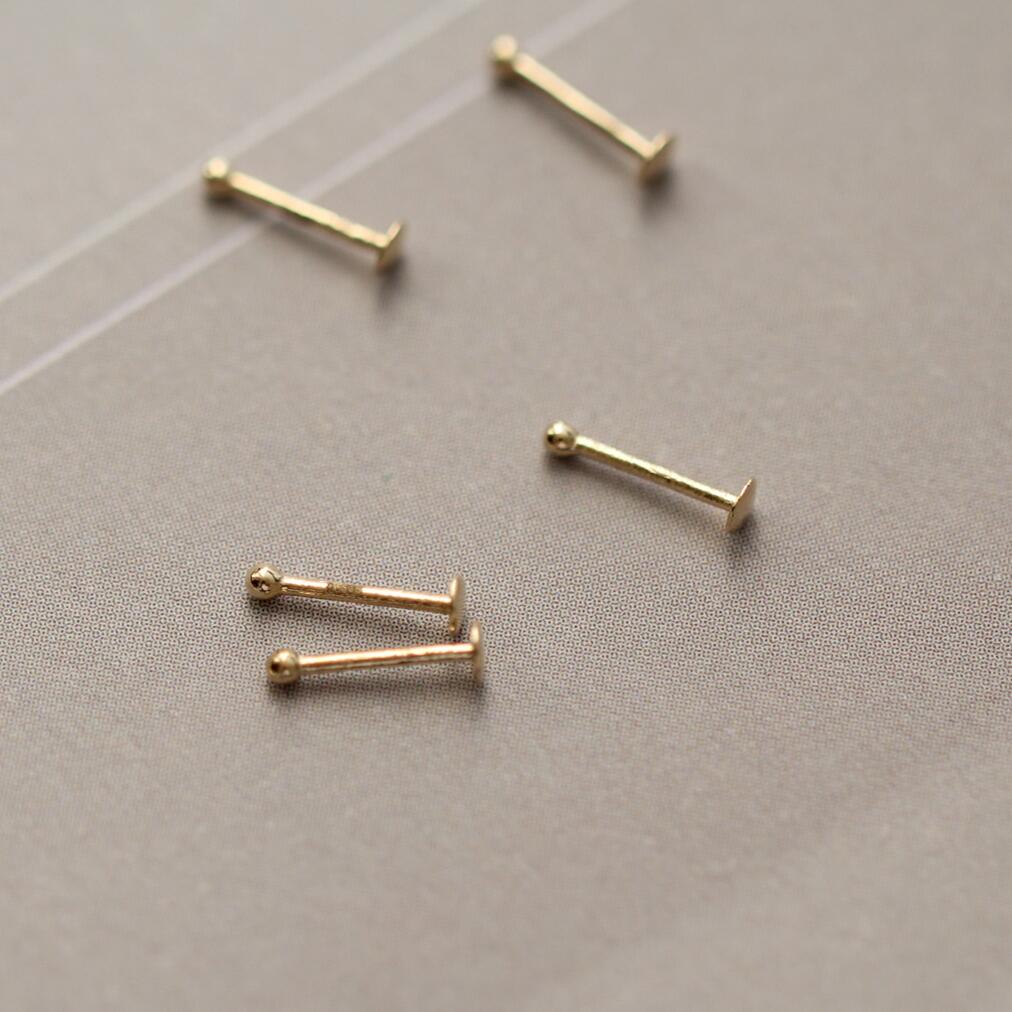 Goldtutu 14K Geel Goud Kleine Neus Ring Stud Neus Piercing Sieraden Tiny Bone Studs Voor Vrouwen Mannen Au585