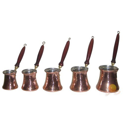 Copper 5'Lİ Coffee Pot Set-Wood Handle