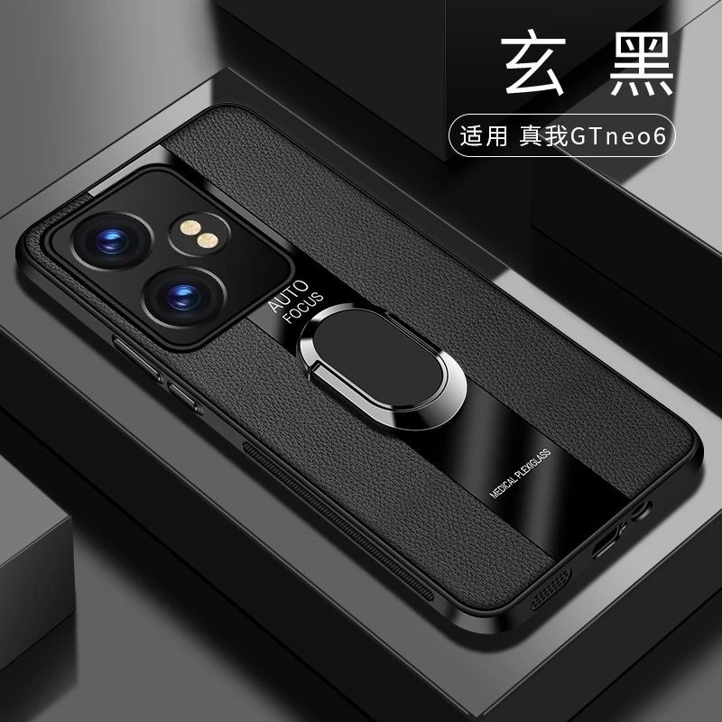 Voor Realme GT Neo 6 Case Magnetische Ring Back Cover Voor Realme GT Neo6 6 SE GT6 6T Luxe lederen Capa Siliconen Schokbestendige Bumper