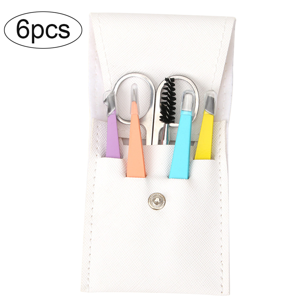 Juego de pinzas para depilación de cejas, pinzas para pestañas de acero inoxidable, punta plana inclinada, herramientas de maquillaje, 4/6 Uds.: Morado